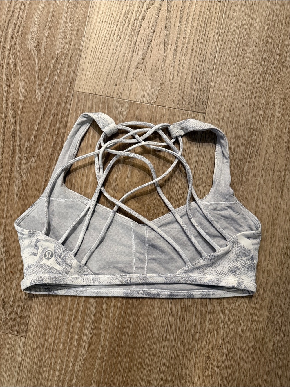Lululemon Strappy Sports Bra Gray White Print Size 8